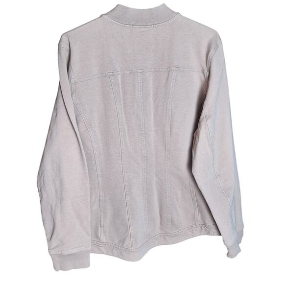 Denim & Company QVC Women XL Beige Knit Stretch Collar-less Button Front Jacket - Picture 3 of 6